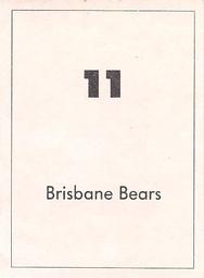 1990 Select AFL Stickers #11 Brisbane Bears Back